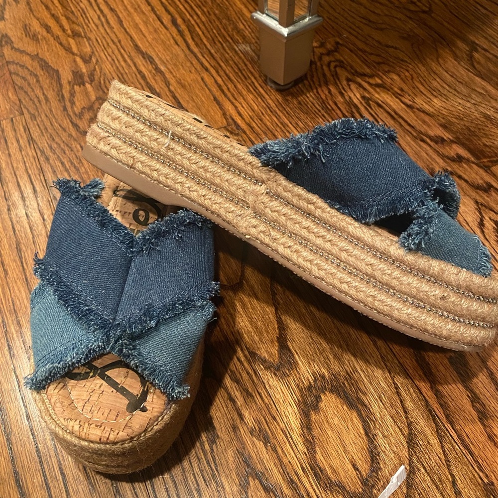 Sam Edelman size 8 slides denim Brand new!